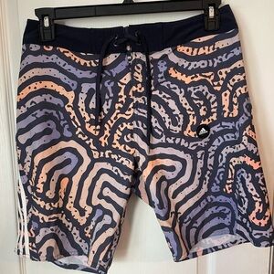 Adidas Coolmaze Purple and Orange Patterned Swim Shorts Size‎ 32